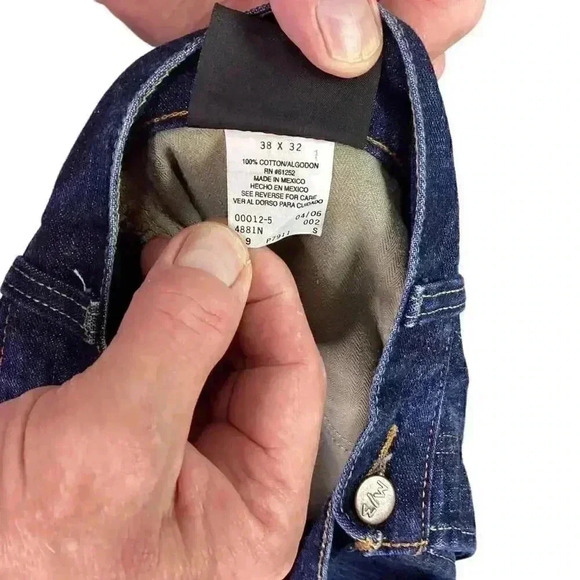 EAST WEST EW Mens 38 X 32 Buttonfly Hand Finished Boot Jeans Cotton Blue Y2K - Picture 11 of 11